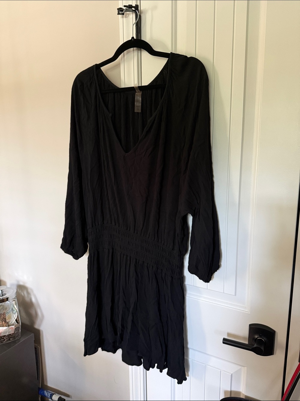 Women's Smocked Waist Long Sleeve Coverup